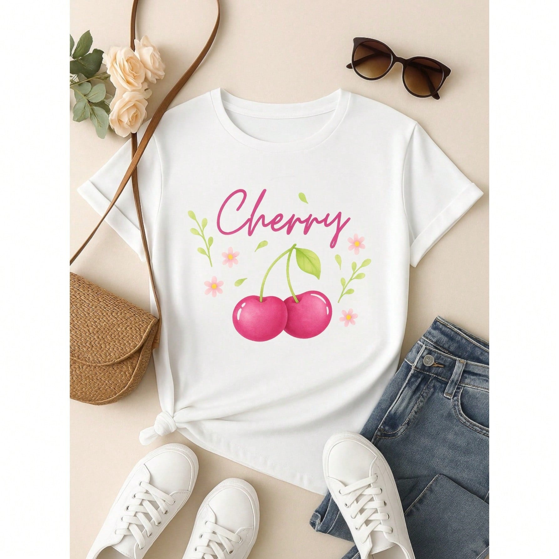 T-Shirt Feminina de Algodão Blusa Básica Estampada 100% Algodão – Onça Cute e Frase Divertida