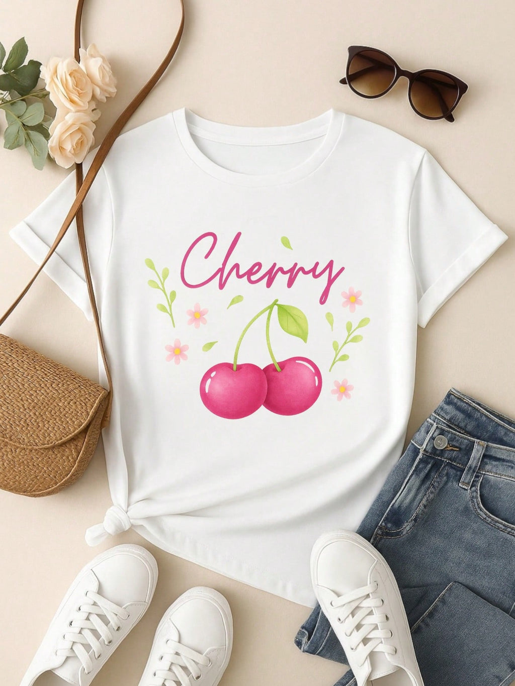 T-Shirt Feminina de Algodão Blusa Básica Estampada 100% Algodão – Onça Cute e Frase Divertida