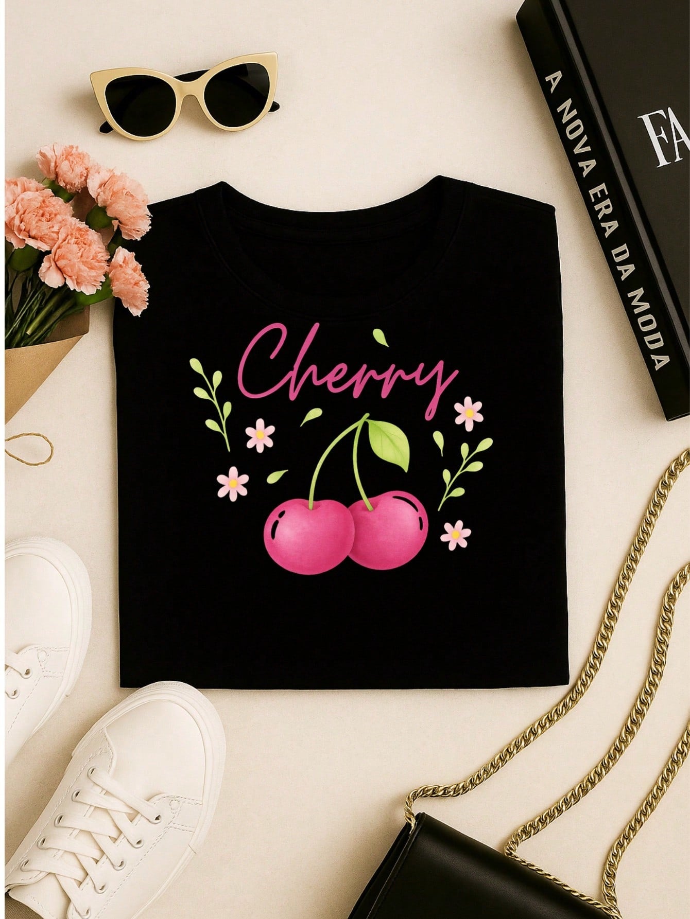 T-Shirt Feminina de Algodão Blusa Básica Estampada 100% Algodão – Onça Cute e Frase Divertida