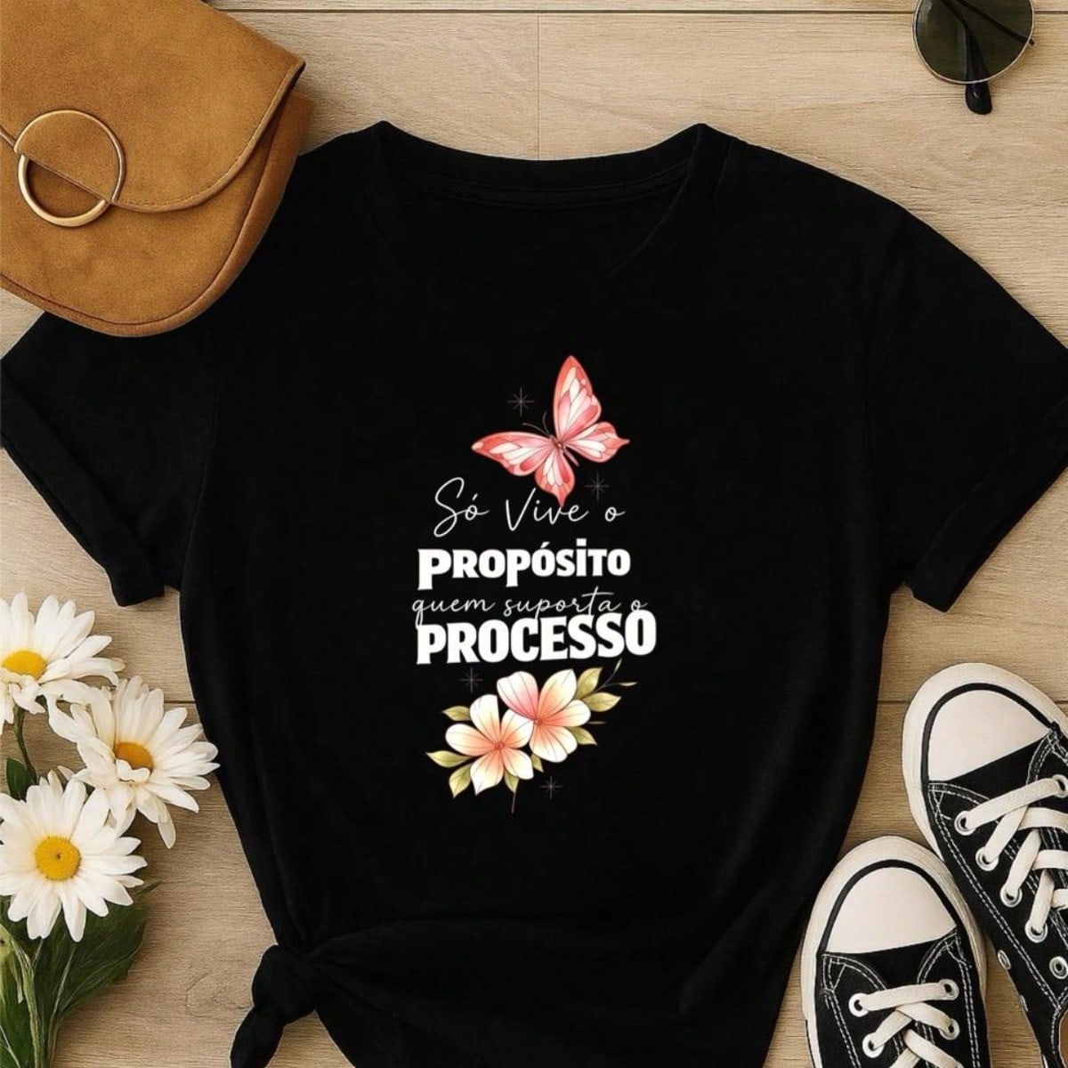 . Blusa Feminina 100% Algodão Estampa Borboleta Frase Motivacional – Confortável e Moderna