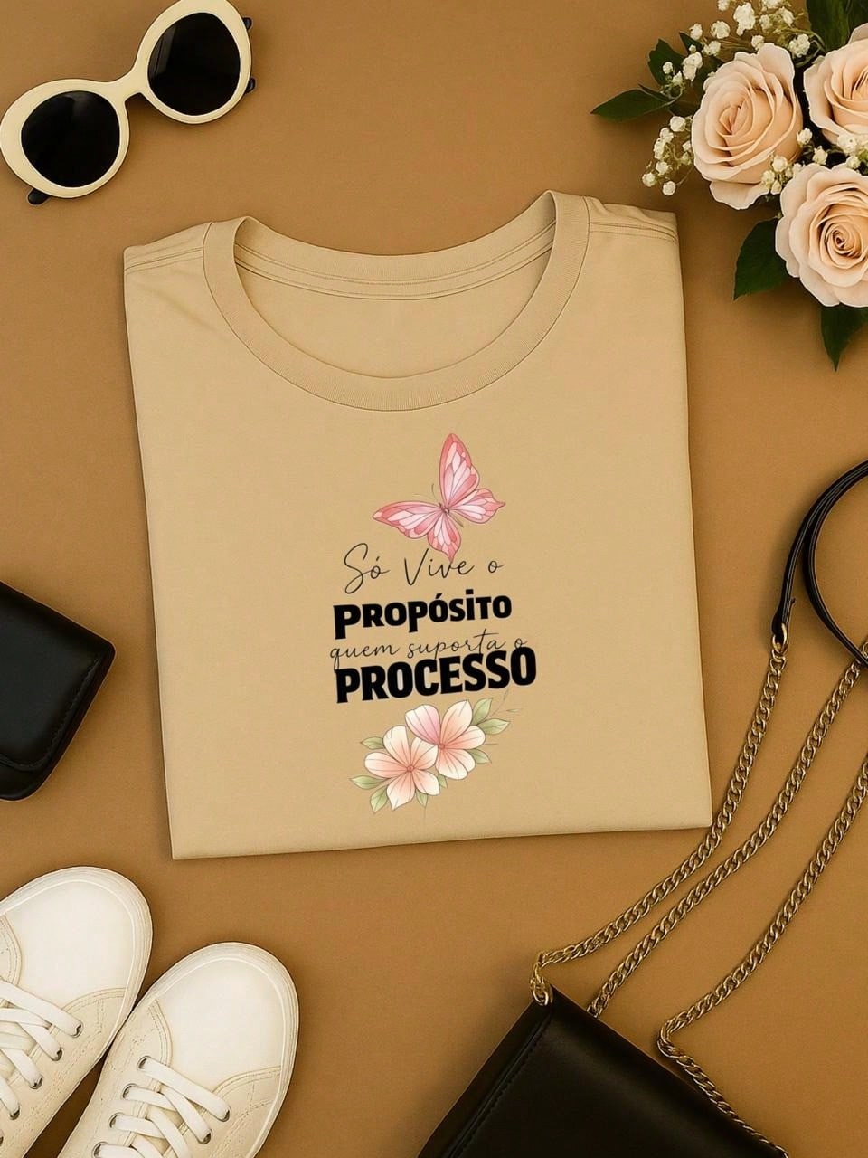 . Blusa Feminina 100% Algodão Estampa Borboleta Frase Motivacional – Confortável e Moderna