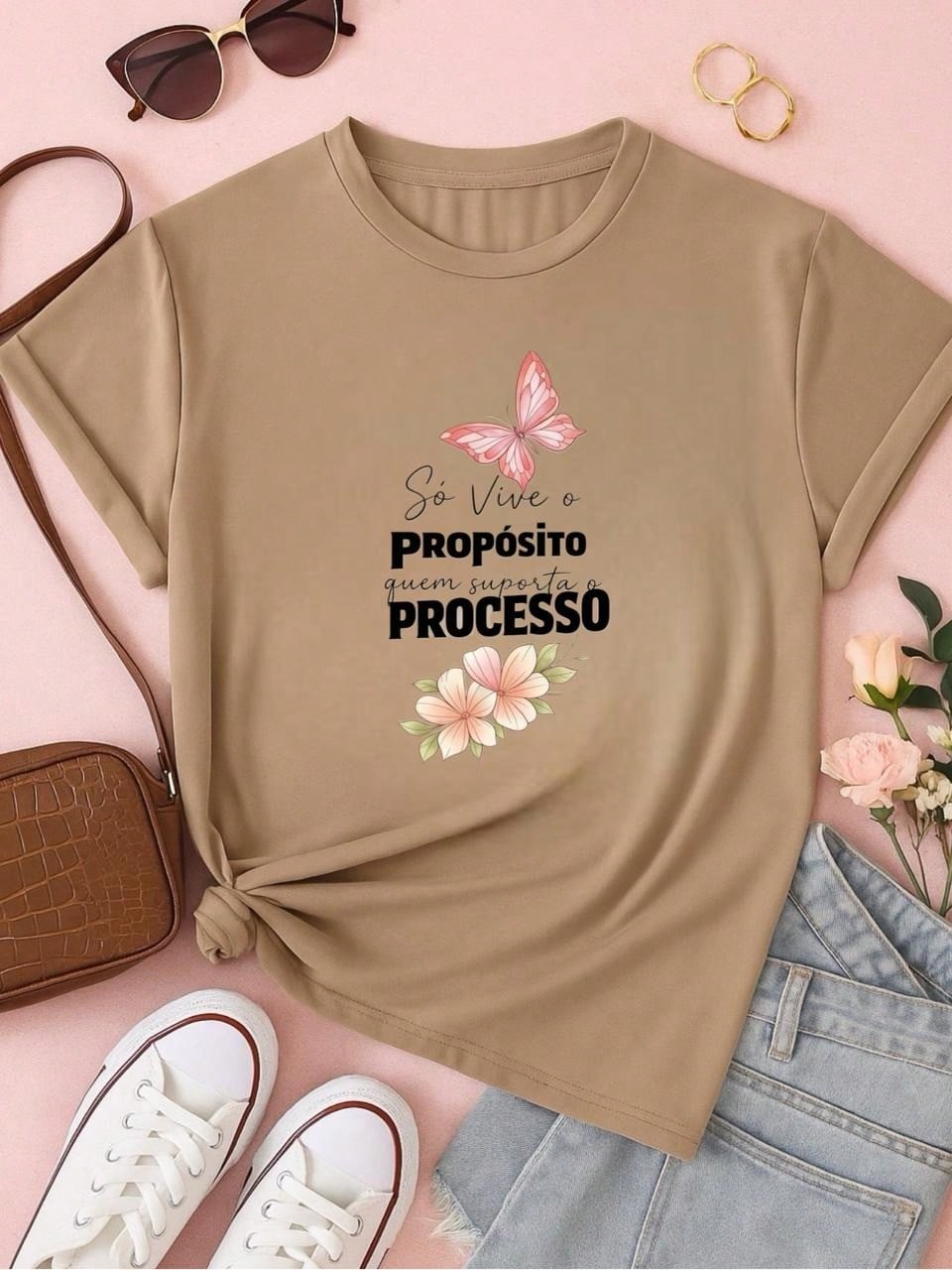 . Blusa Feminina 100% Algodão Estampa Borboleta Frase Motivacional – Confortável e Moderna