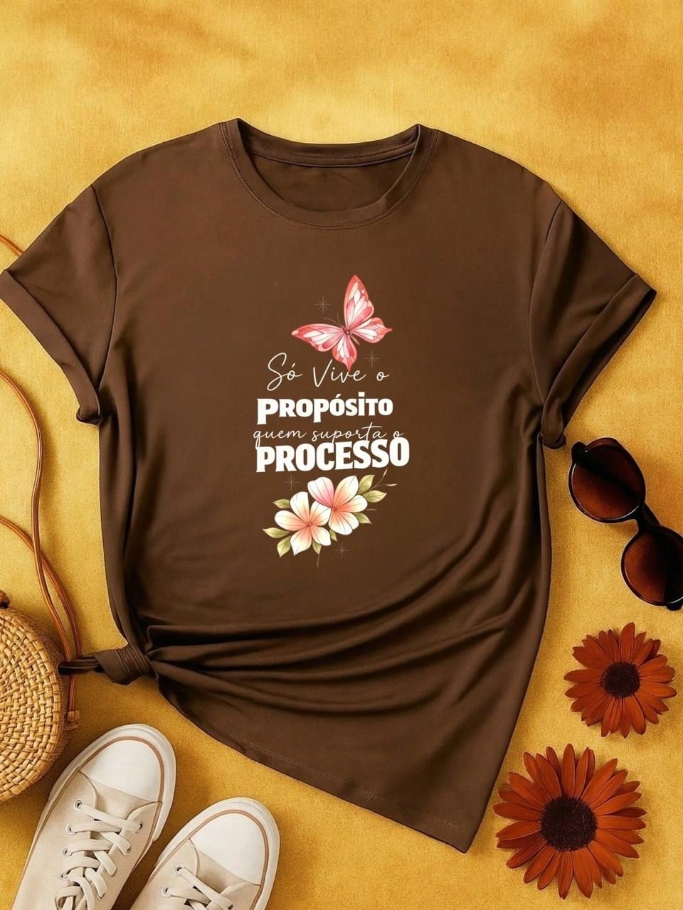 . Blusa Feminina 100% Algodão Estampa Borboleta Frase Motivacional – Confortável e Moderna