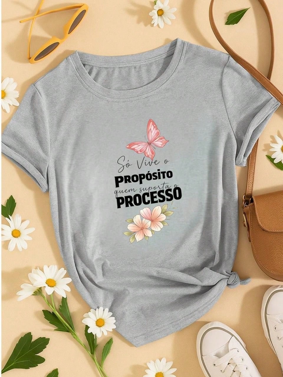 . Blusa Feminina 100% Algodão Estampa Borboleta Frase Motivacional – Confortável e Moderna