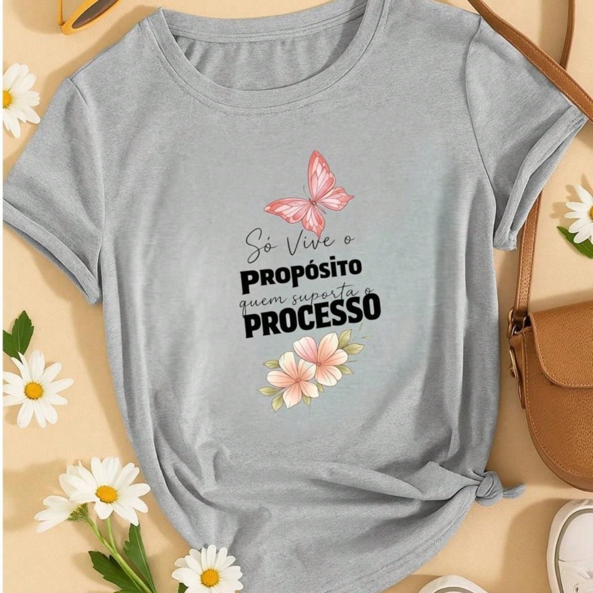 . Blusa Feminina 100% Algodão Estampa Borboleta Frase Motivacional – Confortável e Moderna