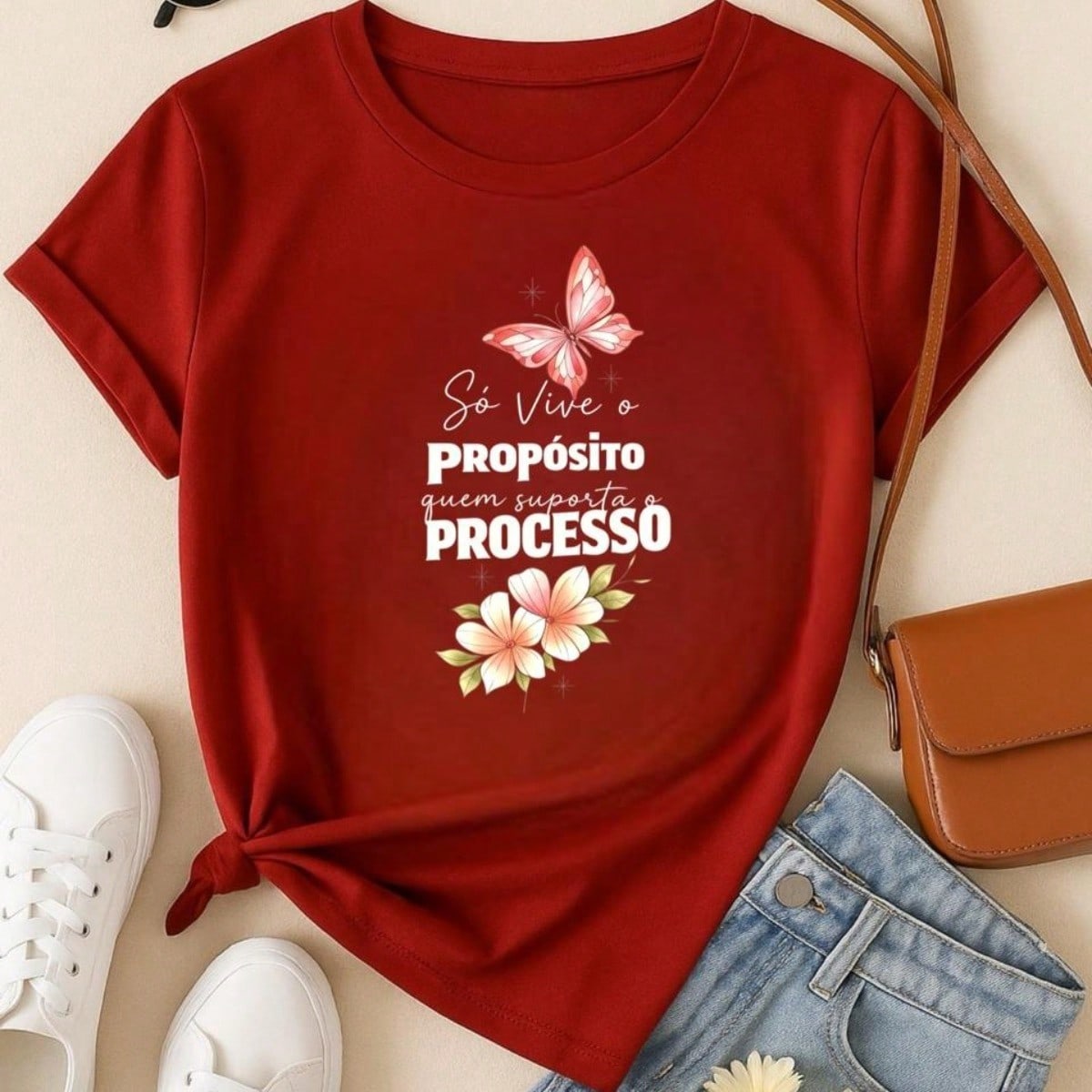 . Blusa Feminina 100% Algodão Estampa Borboleta Frase Motivacional – Confortável e Moderna