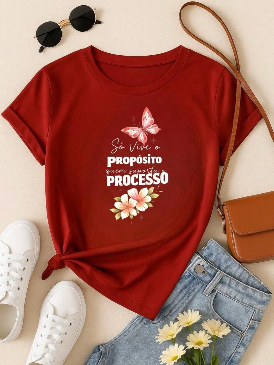 . Blusa Feminina 100% Algodão Estampa Borboleta Frase Motivacional – Confortável e Moderna