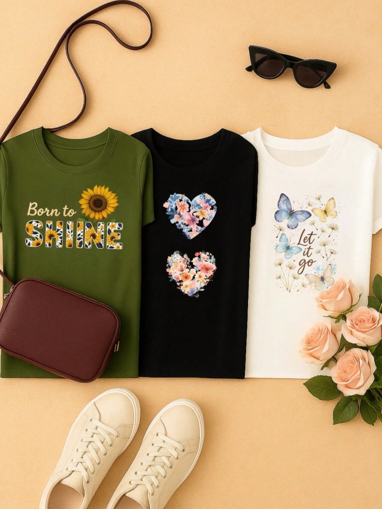 Kit 3 Blusas Femininas 100% Algodão Baby Look – Confortáveis, Estampas Modernas, P ao GG