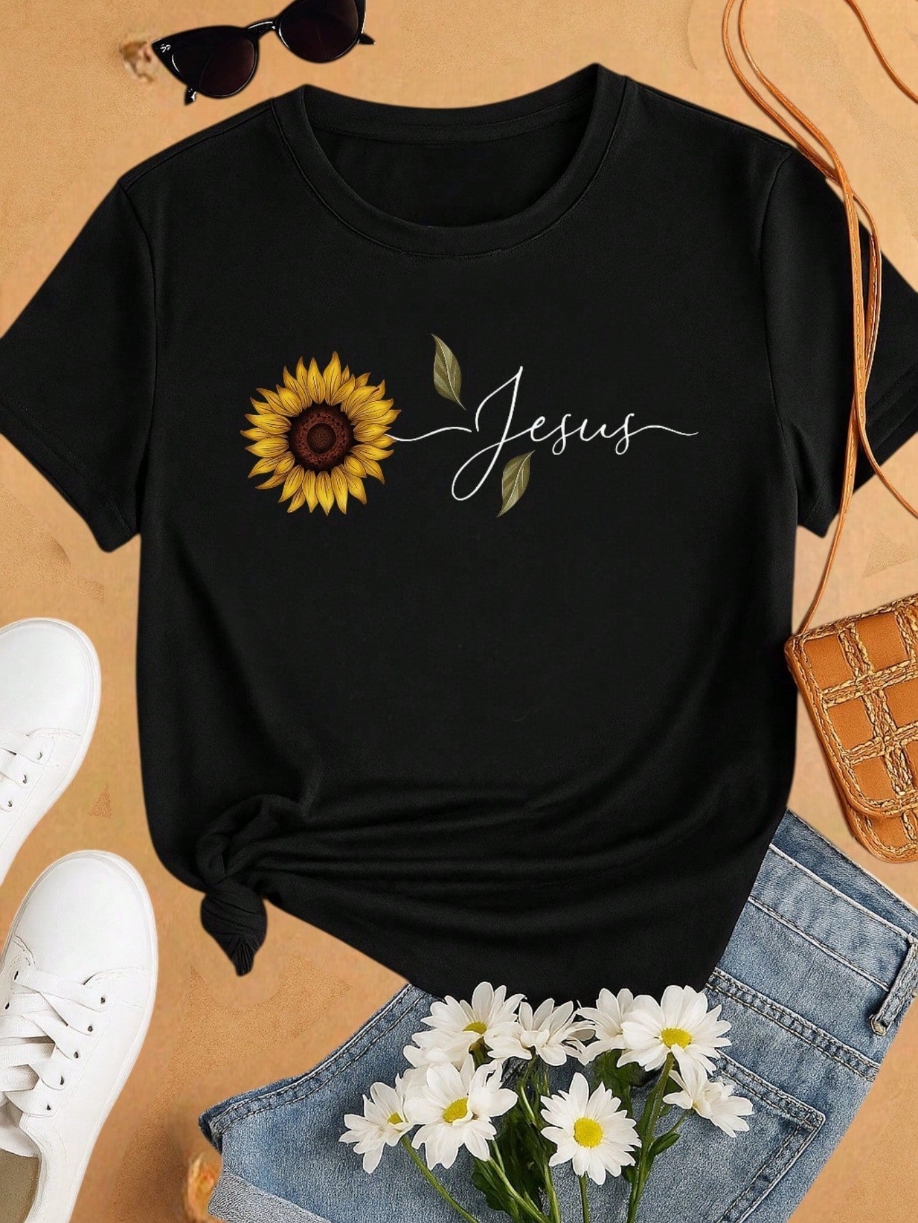 3 Blusas Femininas 100% Algodão Estampa Fé Floral Baby Look | P ao GG