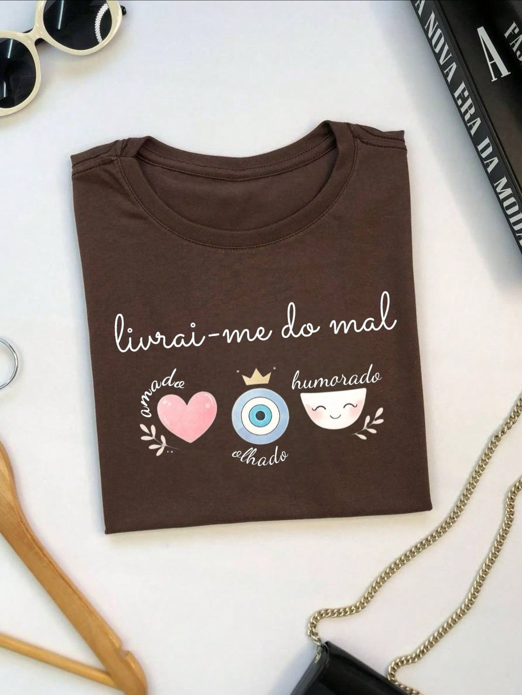 Blusa Feminina Estampa Livrai-me do Mal 100% Algodão Casual | P ao GG