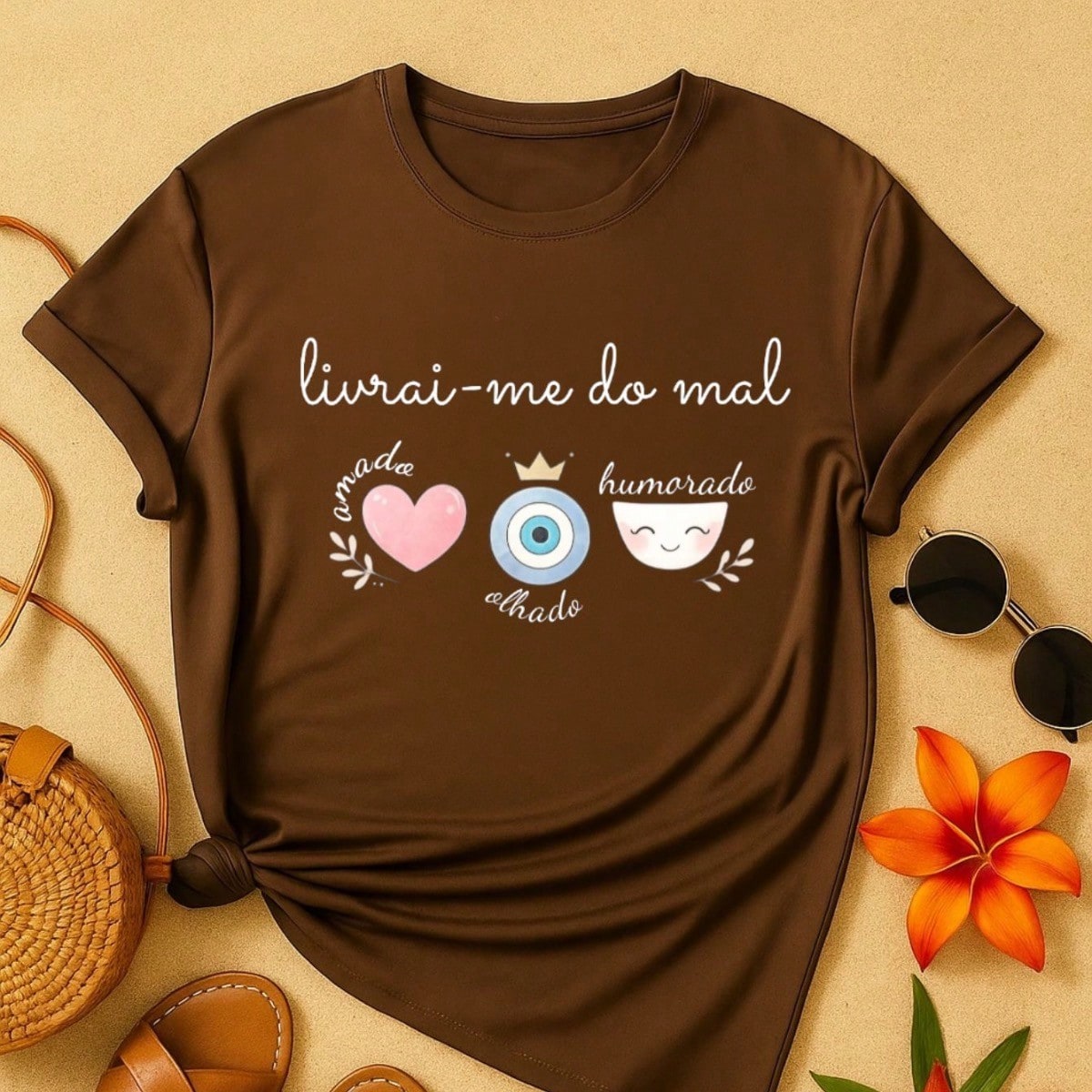 Blusa Feminina Estampa Livrai-me do Mal 100% Algodão Casual | P ao GG