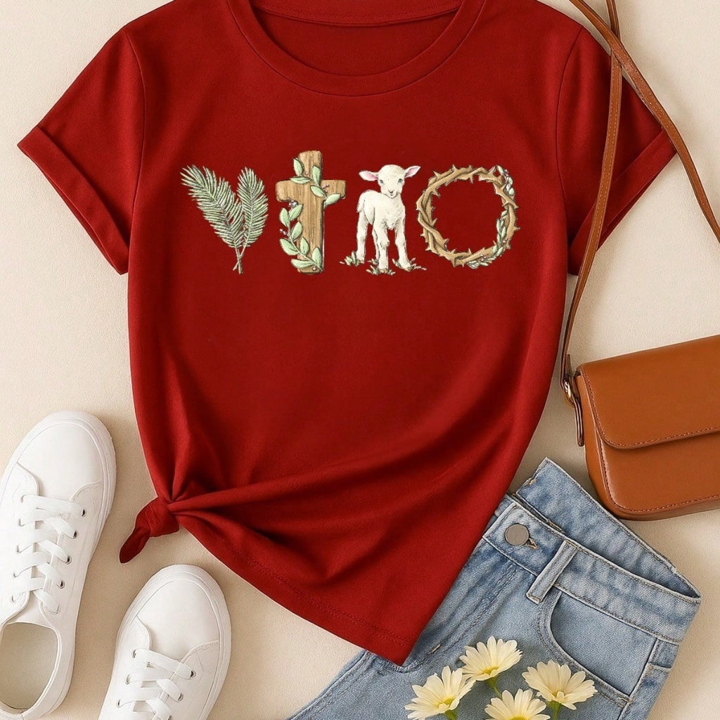 Blusa Feminina 100% Algodão Estampa Vitória Cristã | Camiseta Religiosa Confortável