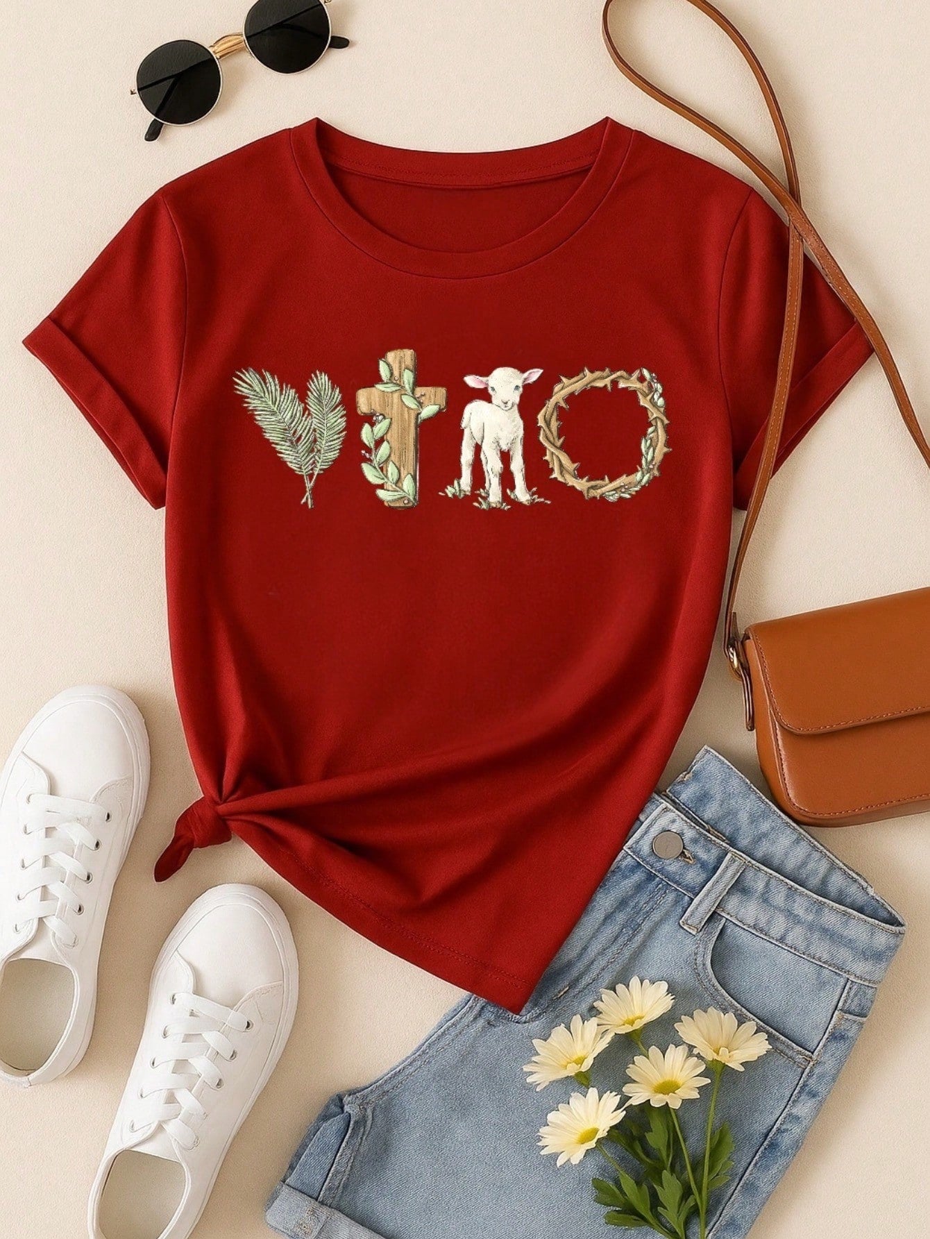 Blusa Feminina 100% Algodão Estampa Vitória Cristã | Camiseta Religiosa Confortável