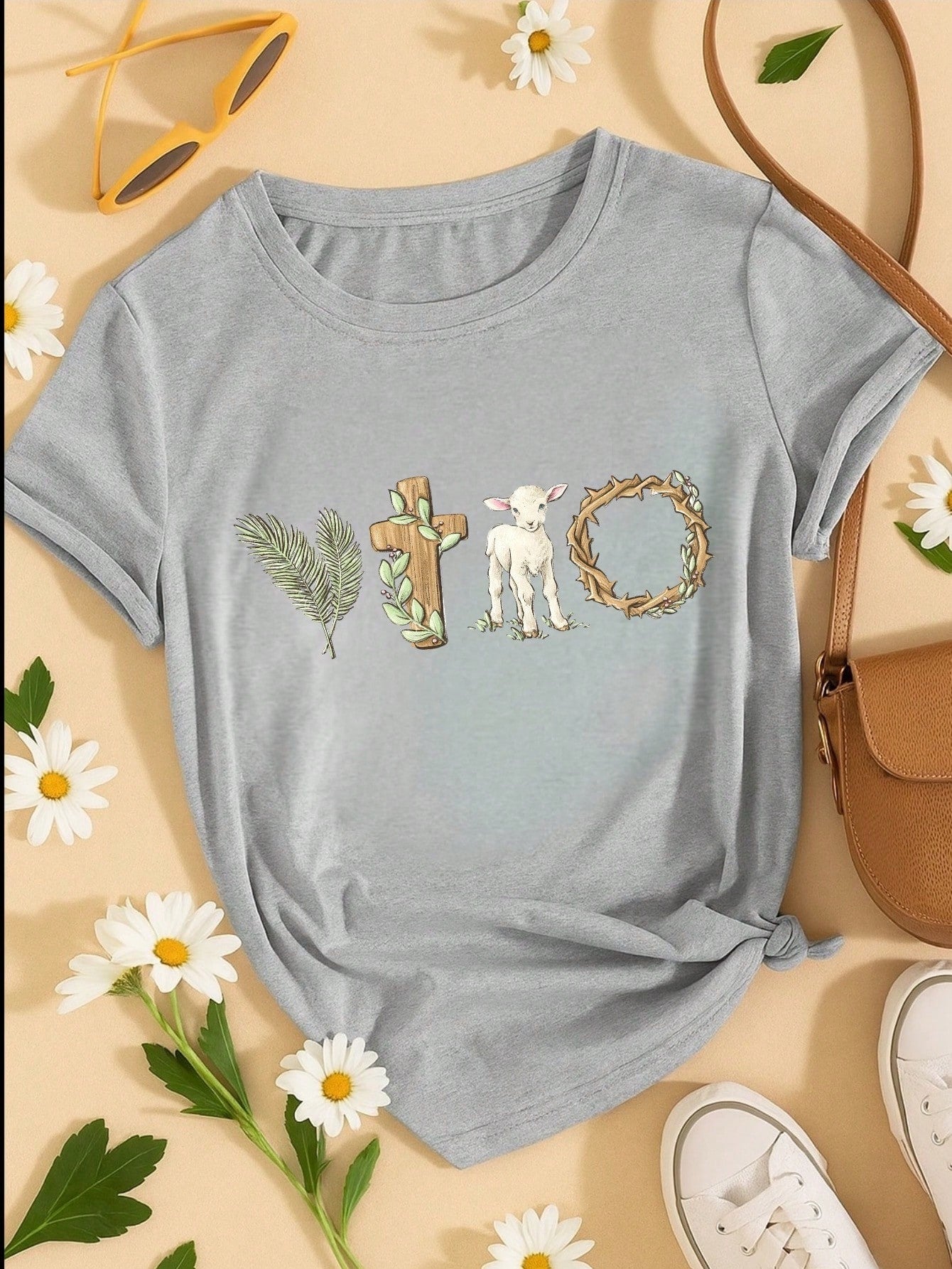 Blusa Feminina 100% Algodão Estampa Vitória Cristã | Camiseta Religiosa Confortável