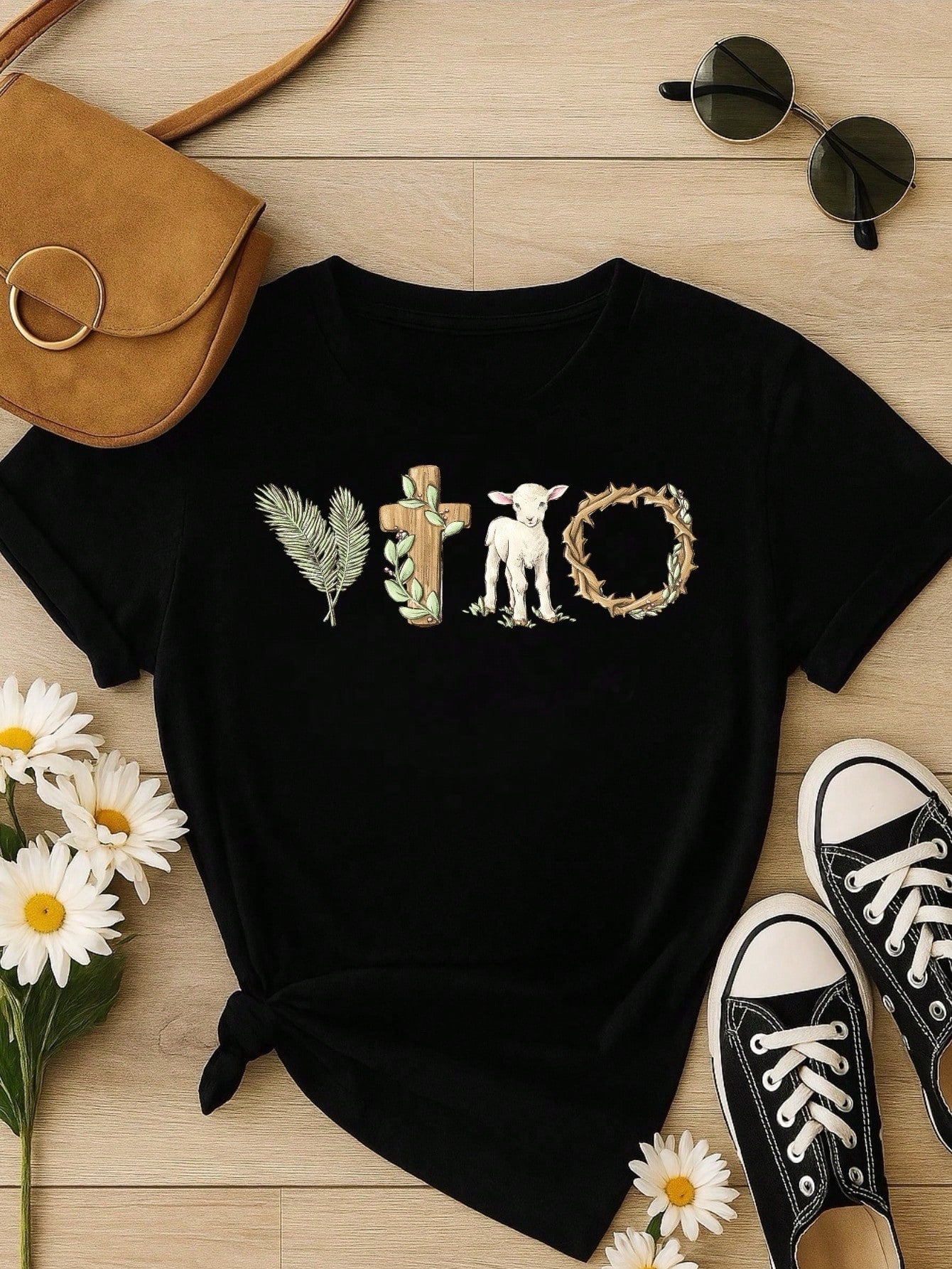 Blusa Feminina 100% Algodão Estampa Vitória Cristã | Camiseta Religiosa Confortável