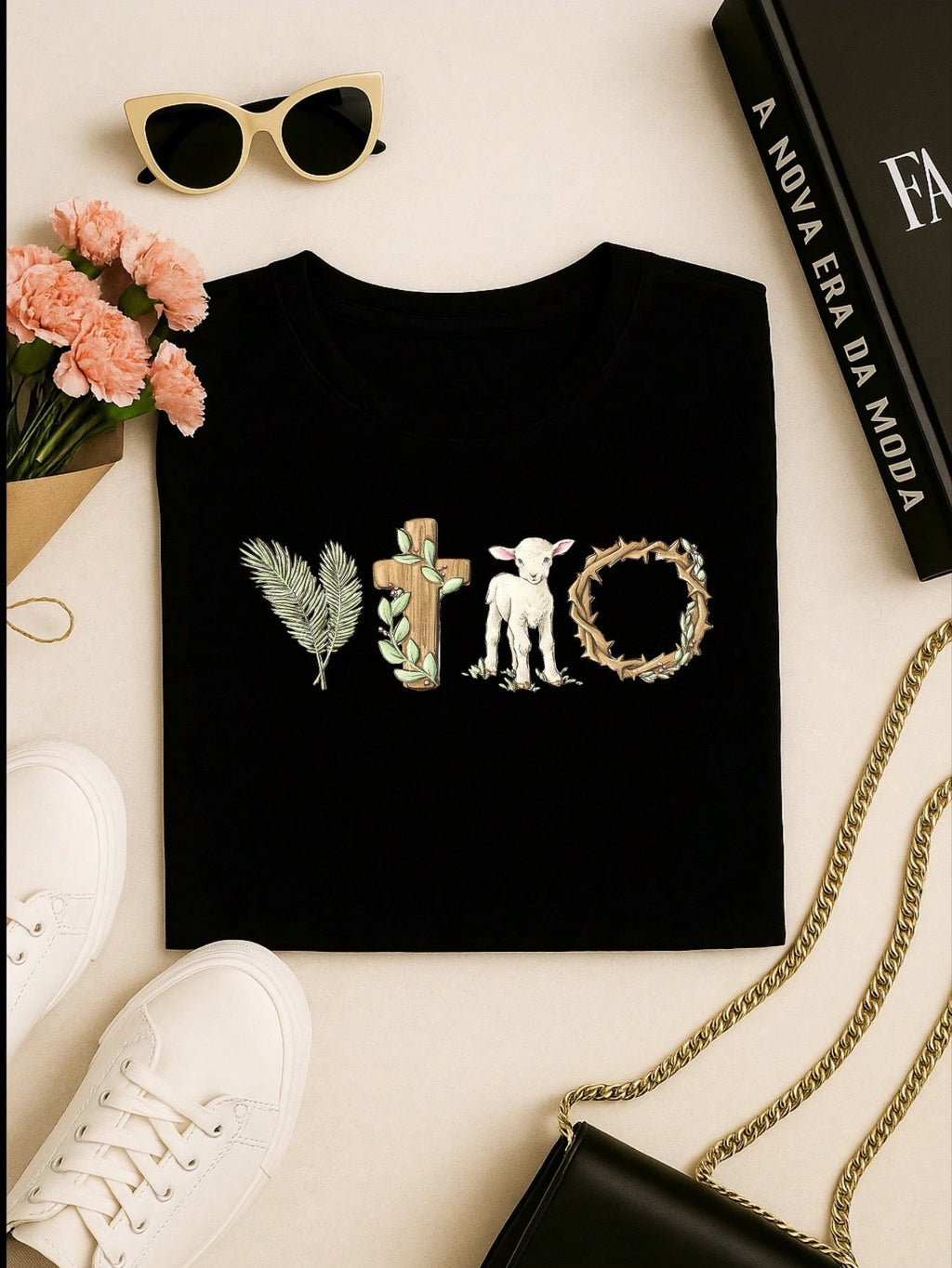 Blusa Feminina 100% Algodão Estampa Vitória Cristã | Camiseta Religiosa Confortável