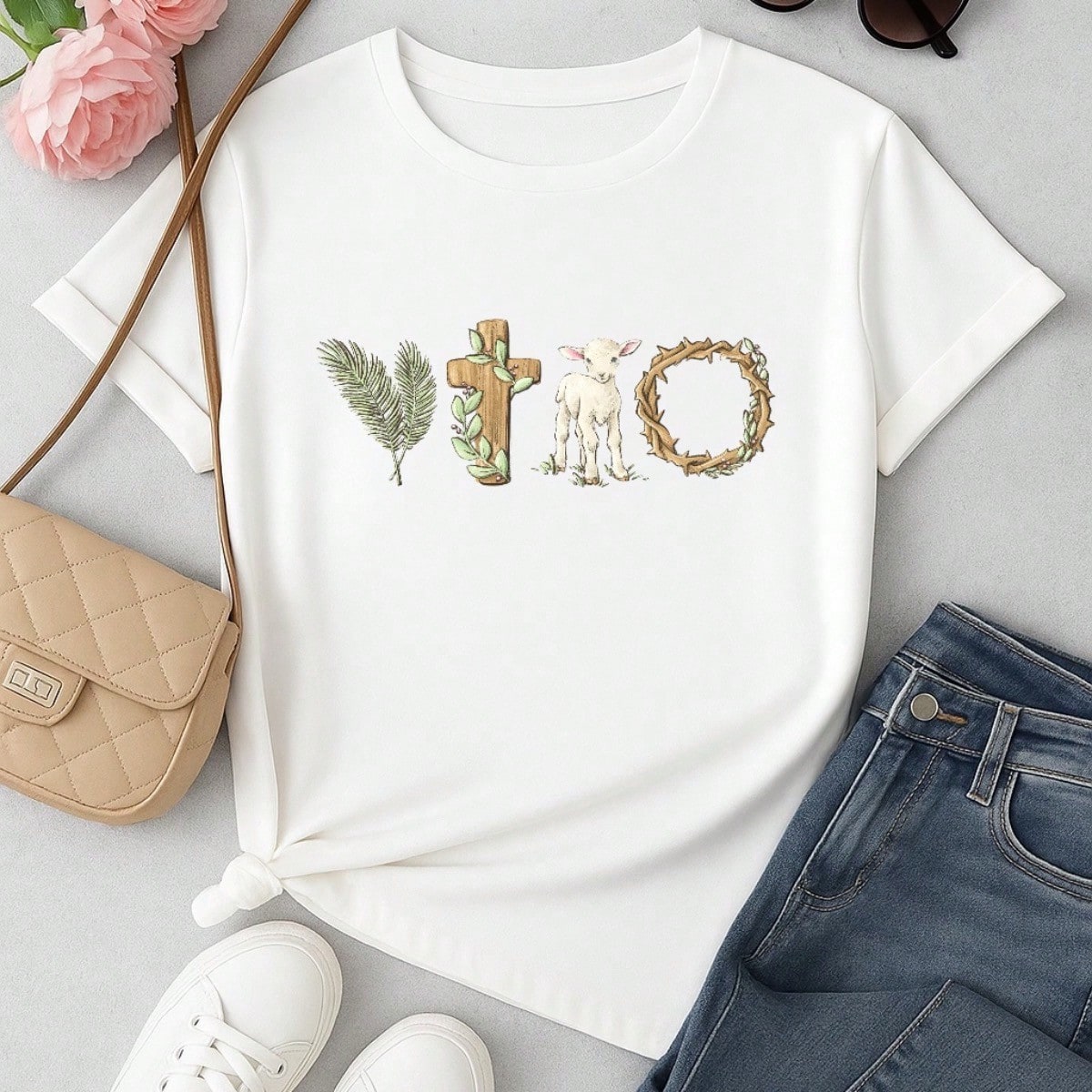 Blusa Feminina 100% Algodão Estampa Vitória Cristã | Camiseta Religiosa Confortável