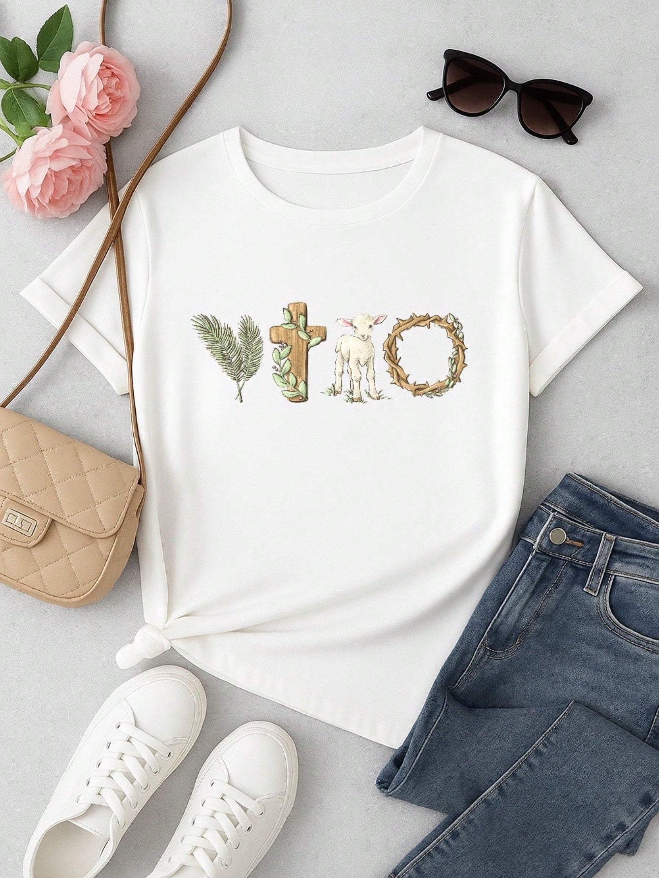 Blusa Feminina 100% Algodão Estampa Vitória Cristã | Camiseta Religiosa Confortável