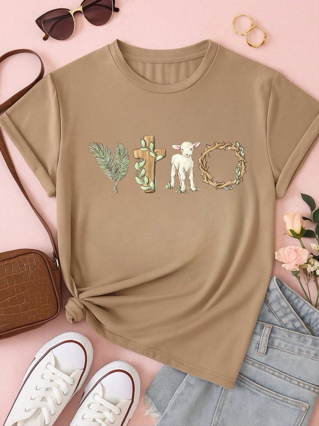 Blusa Feminina 100% Algodão Estampa Vitória Cristã | Camiseta Religiosa Confortável