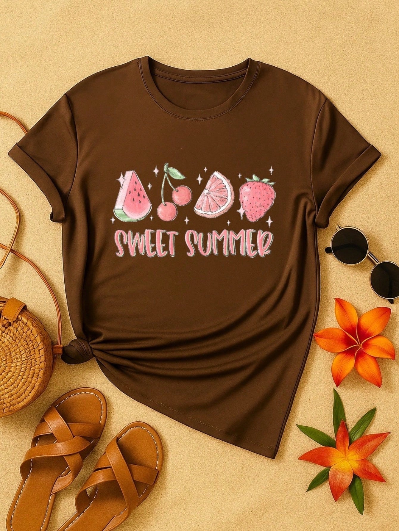Blusa Feminina 100% Algodão Sweet Summer | Camiseta Estampada Frutas Casual
