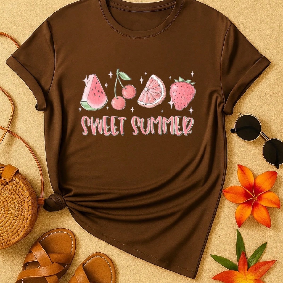Blusa Feminina 100% Algodão Sweet Summer | Camiseta Estampada Frutas Casual