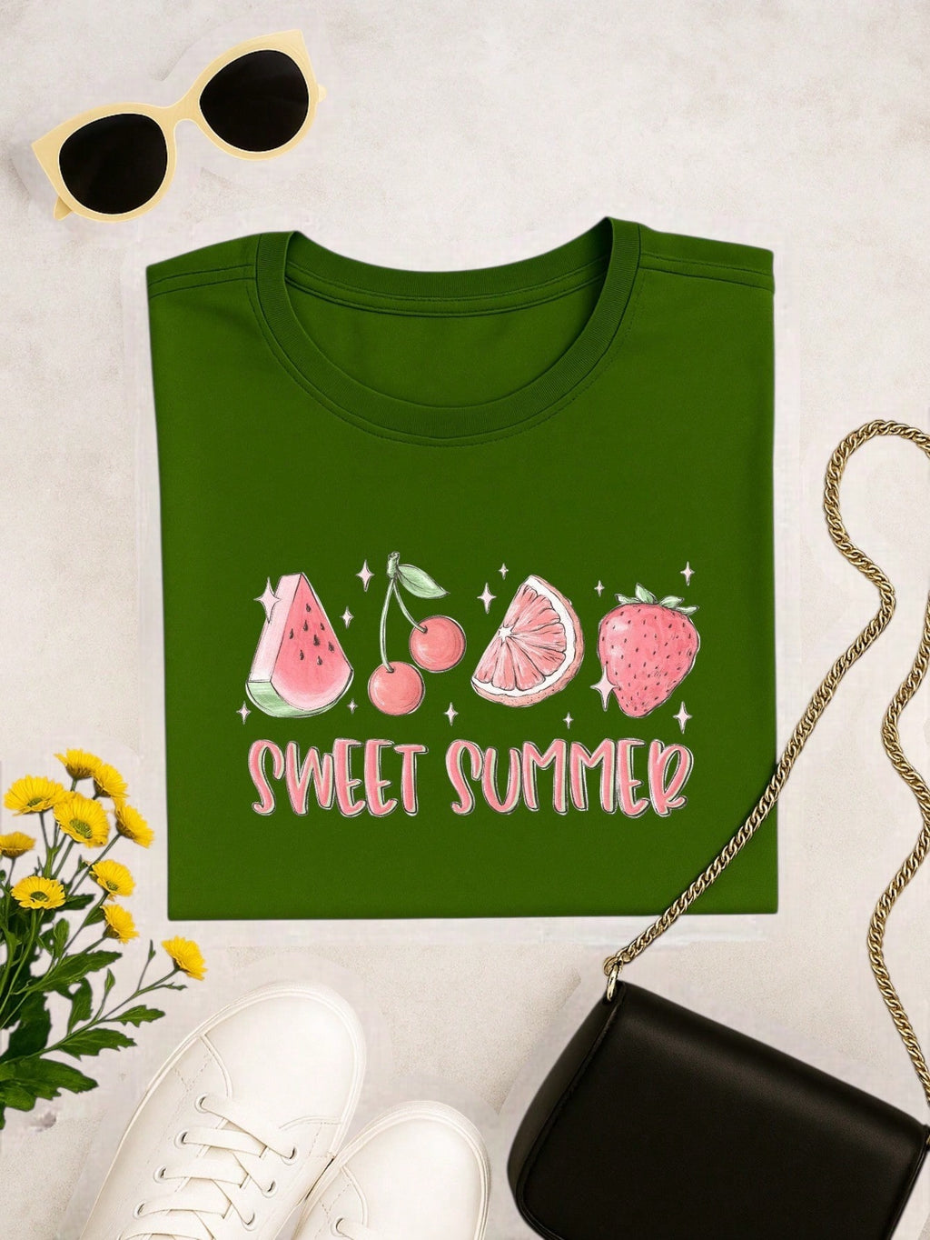 Blusa Feminina 100% Algodão Sweet Summer | Camiseta Estampada Frutas Casual