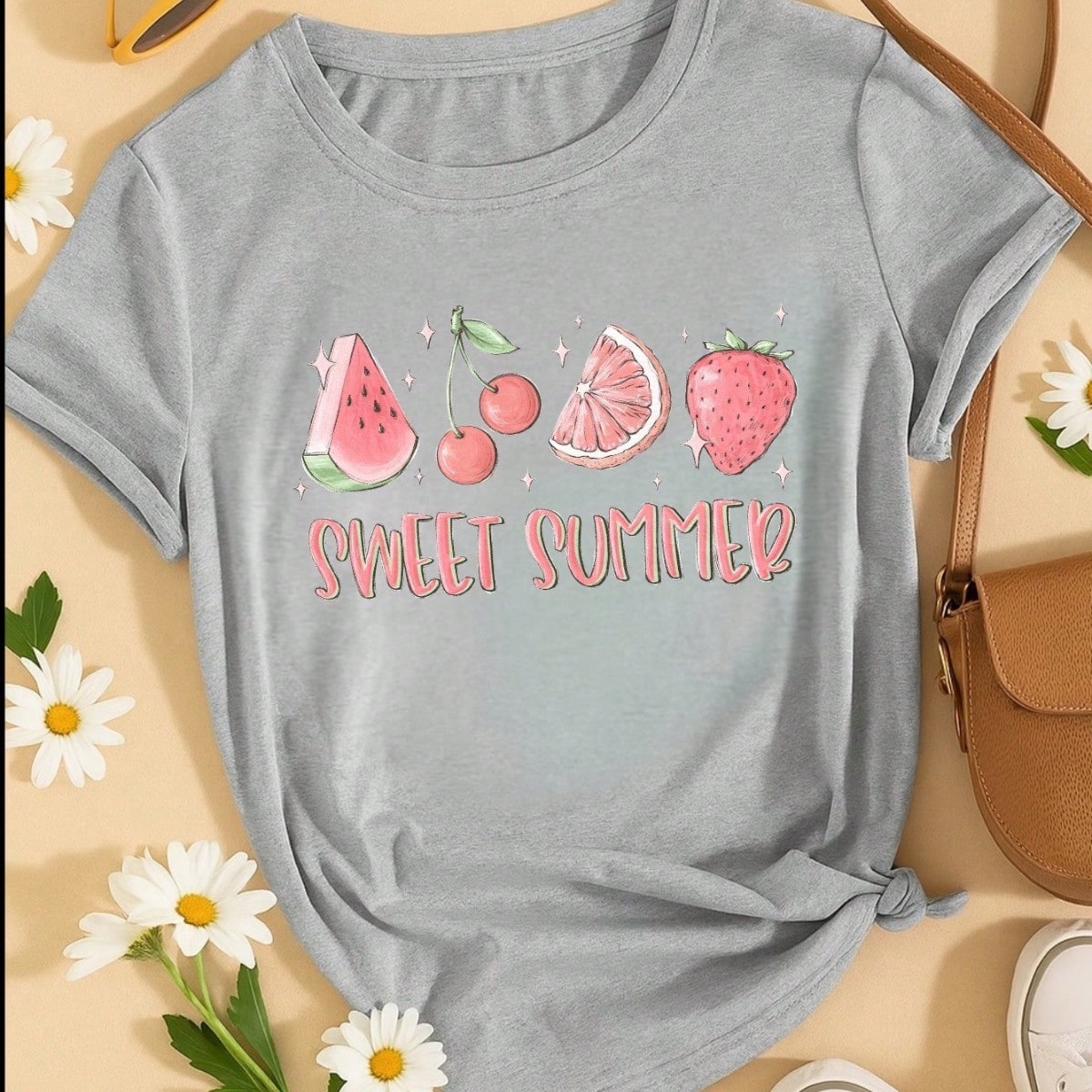 Blusa Feminina 100% Algodão Sweet Summer | Camiseta Estampada Frutas Casual