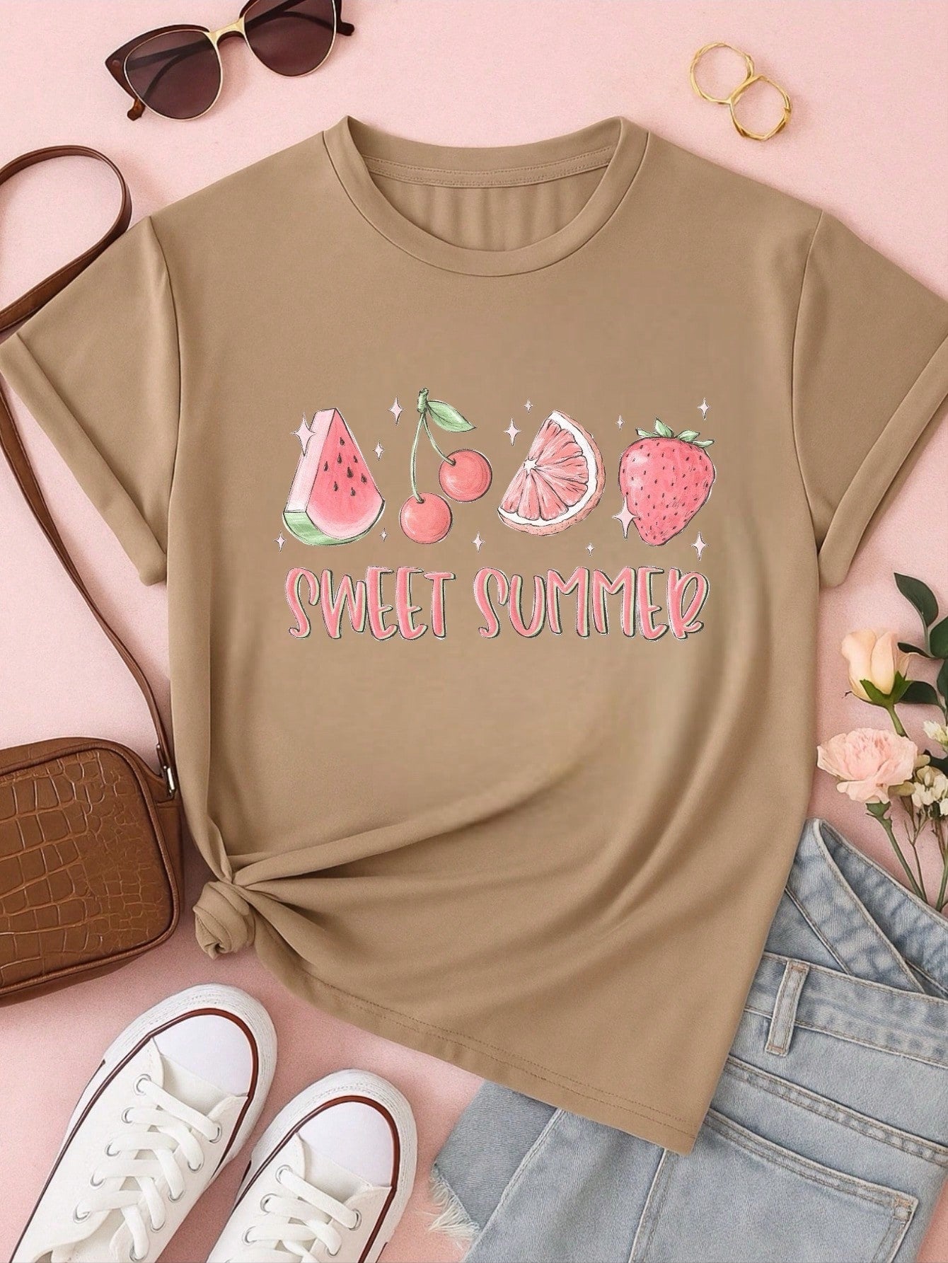 Blusa Feminina 100% Algodão Sweet Summer | Camiseta Estampada Frutas Casual