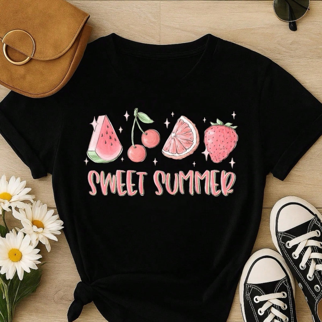 Blusa Feminina 100% Algodão Sweet Summer | Camiseta Estampada Frutas Casual