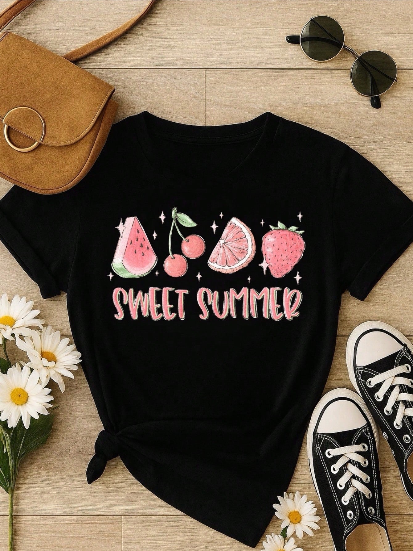 Blusa Feminina 100% Algodão Sweet Summer | Camiseta Estampada Frutas Casual