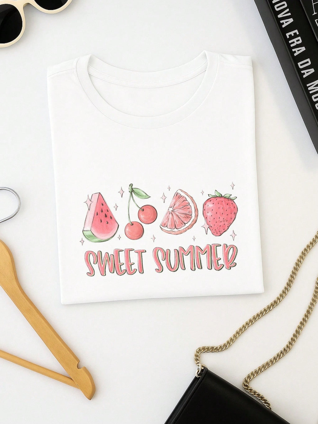 Blusa Feminina 100% Algodão Sweet Summer | Camiseta Estampada Frutas Casual