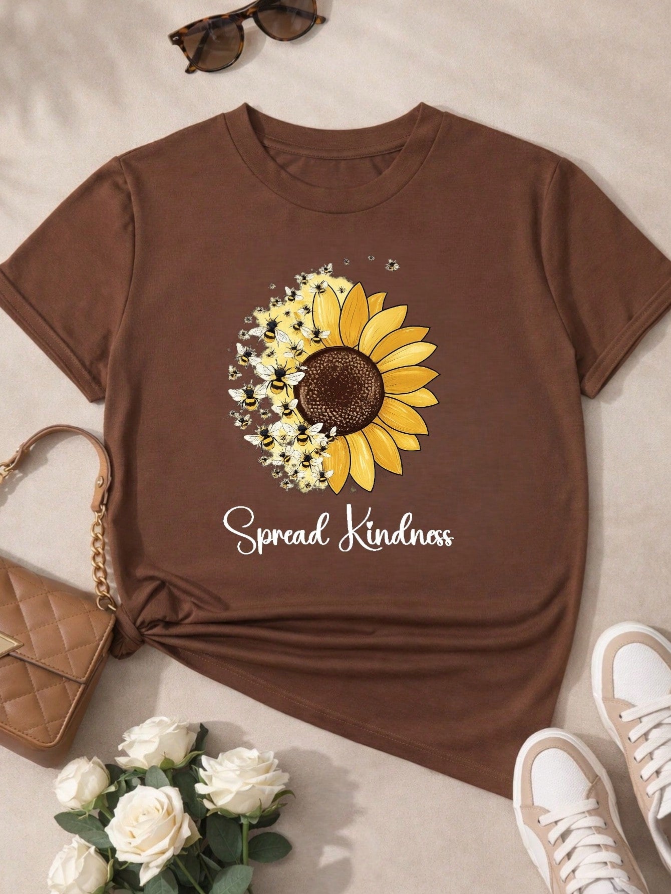 Camiseta Feminina Blusa T-shirt 100% Algodão Estampa Girassol Astronauta Casual P-GG