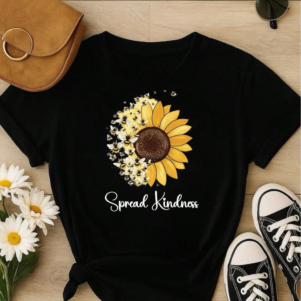 Camiseta Feminina Blusa T-shirt 100% Algodão Estampa Girassol Astronauta Casual P-GG