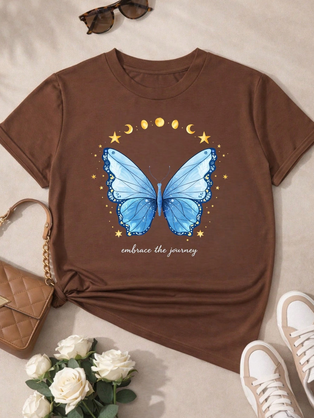 Camiseta Feminina 100% Algodão Estampa Love Happiness Faith Penas Casual P-GG