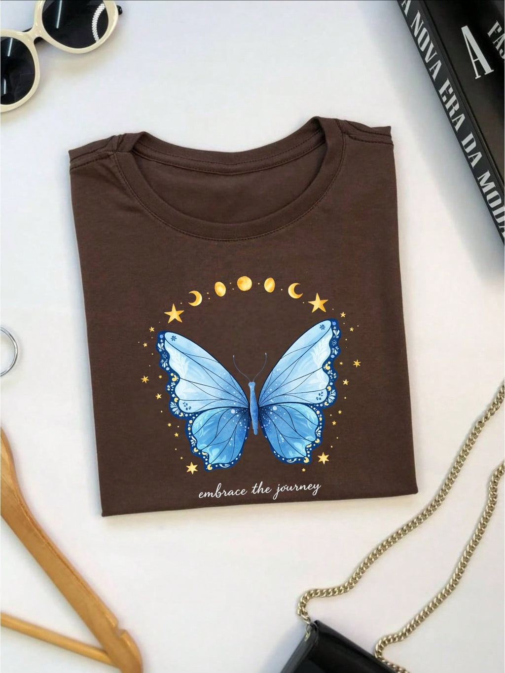 Camiseta Feminina 100% Algodão Estampa Love Happiness Faith Penas Casual P-GG