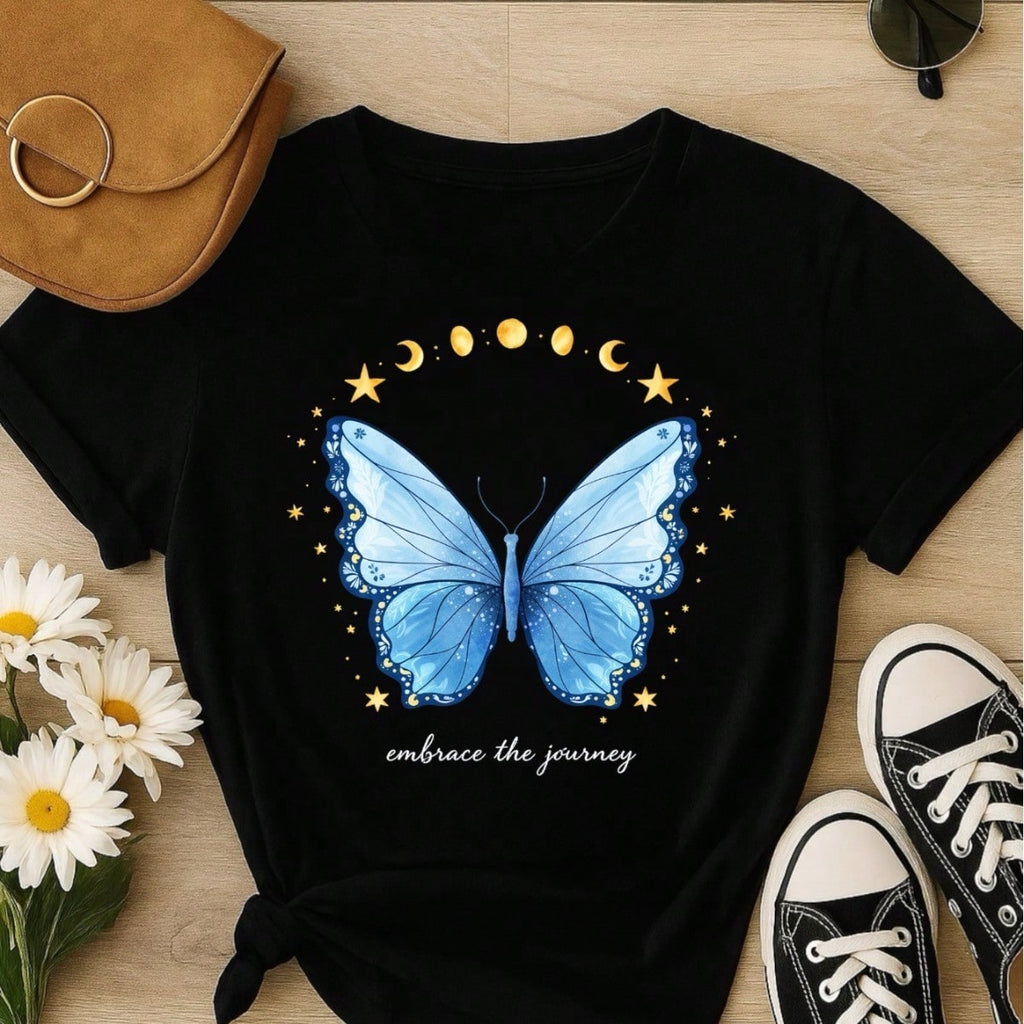 Camiseta Feminina 100% Algodão Estampa Love Happiness Faith Penas Casual P-GG