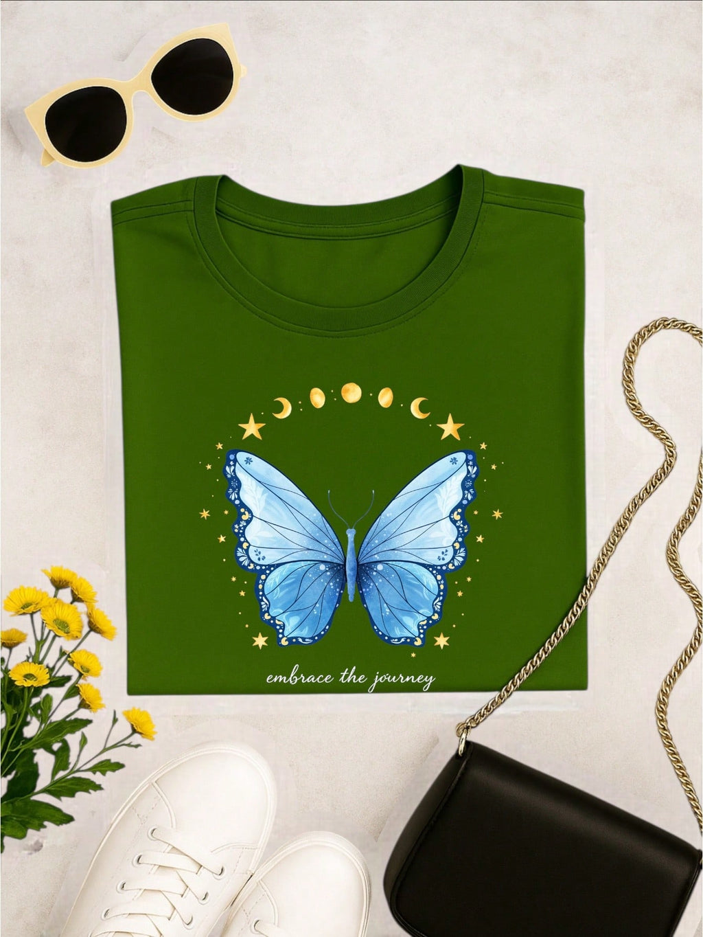 Camiseta Feminina 100% Algodão Estampa Love Happiness Faith Penas Casual P-GG