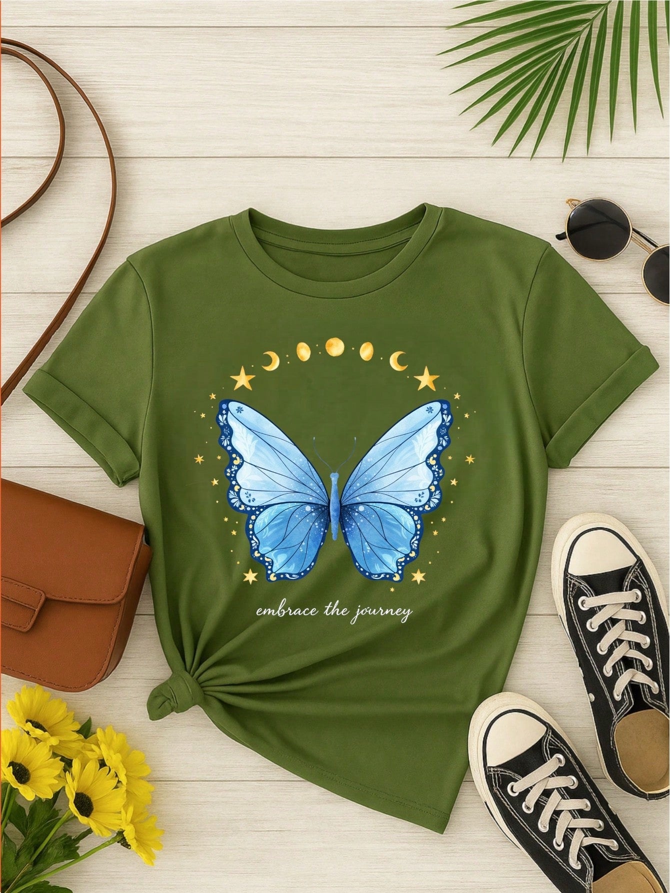 Camiseta Feminina 100% Algodão Estampa Love Happiness Faith Penas Casual P-GG