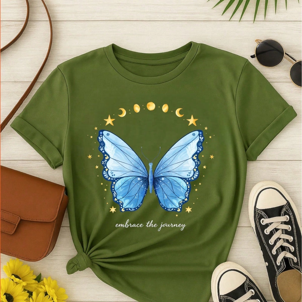 Camiseta Feminina 100% Algodão Estampa Love Happiness Faith Penas Casual P-GG