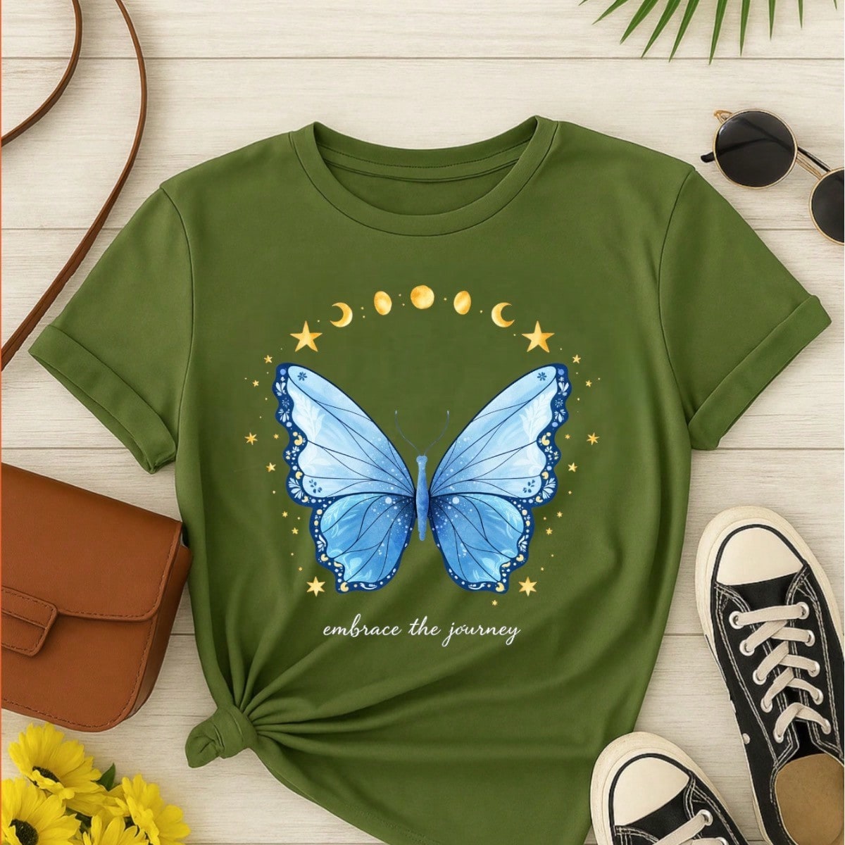 Camiseta Feminina 100% Algodão Estampa Love Happiness Faith Penas Casual P-GG