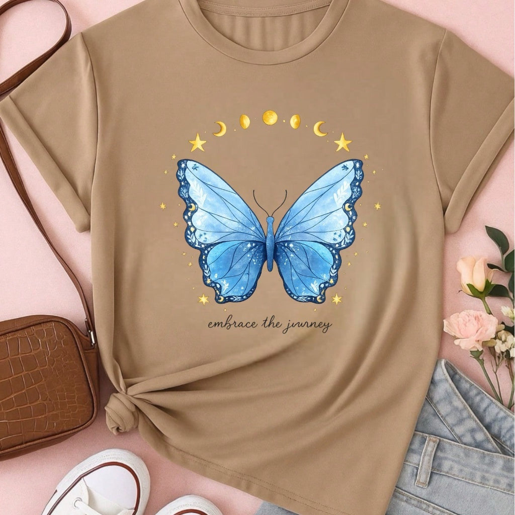 Camiseta Feminina 100% Algodão Estampa Love Happiness Faith Penas Casual P-GG