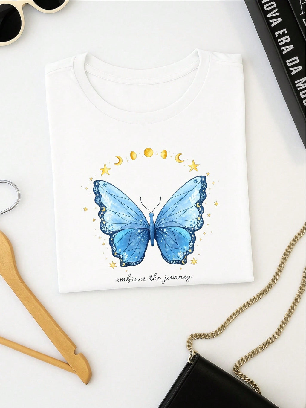 Camiseta Feminina 100% Algodão Estampa Love Happiness Faith Penas Casual P-GG