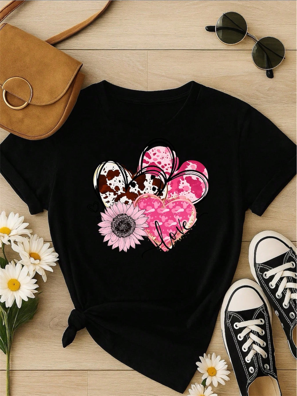 Kit 3 Blusas Femininas Estampadas Casual – Manga Curta, Confortável, Dia a Dia