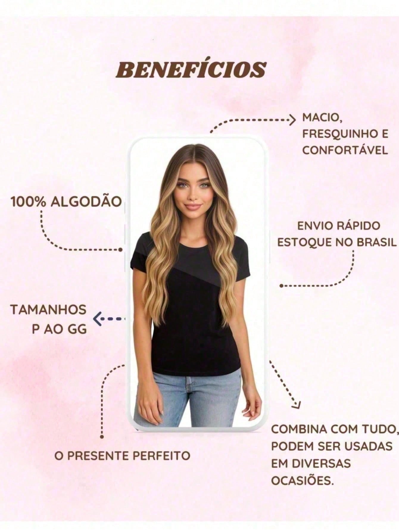 Kit 3 Blusas Femininas Estampadas Brasil 100% Algodão – Copa do Mundo Casual