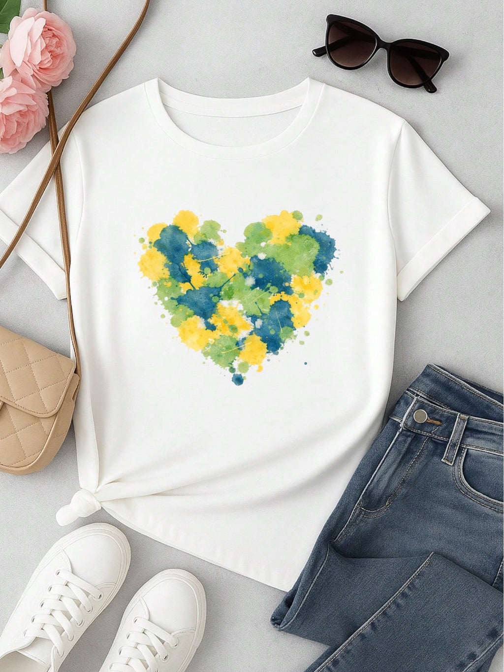 Kit 3 Blusas Femininas Estampadas Brasil 100% Algodão – Copa do Mundo Casual