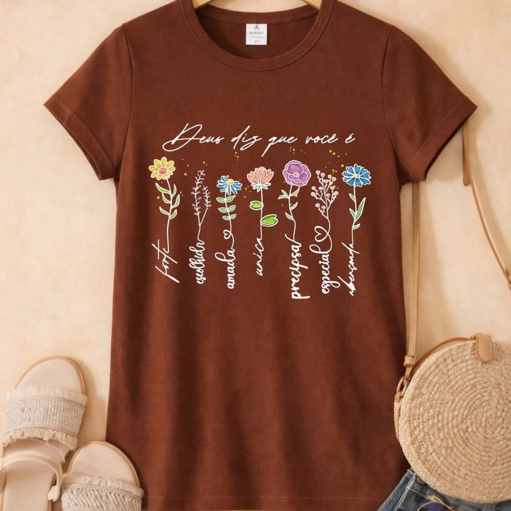 Blusa Feminina Estampada Deus Diz Que Você É 100% Algodão Casual | P ao GG