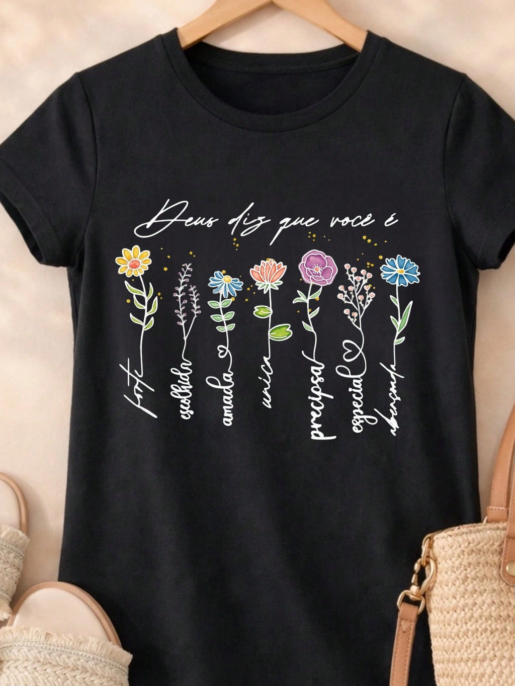 Blusa Feminina Estampada Deus Diz Que Você É 100% Algodão Casual | P ao GG