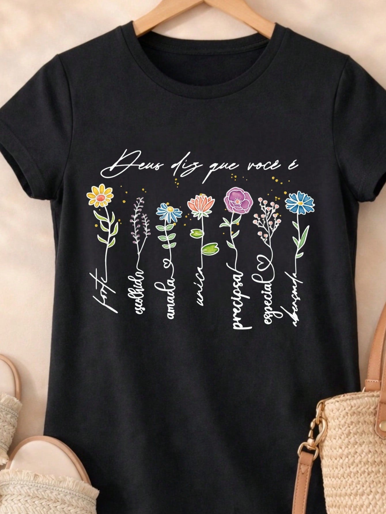 Blusa Feminina Estampada Deus Diz Que Você É 100% Algodão Casual | P ao GG