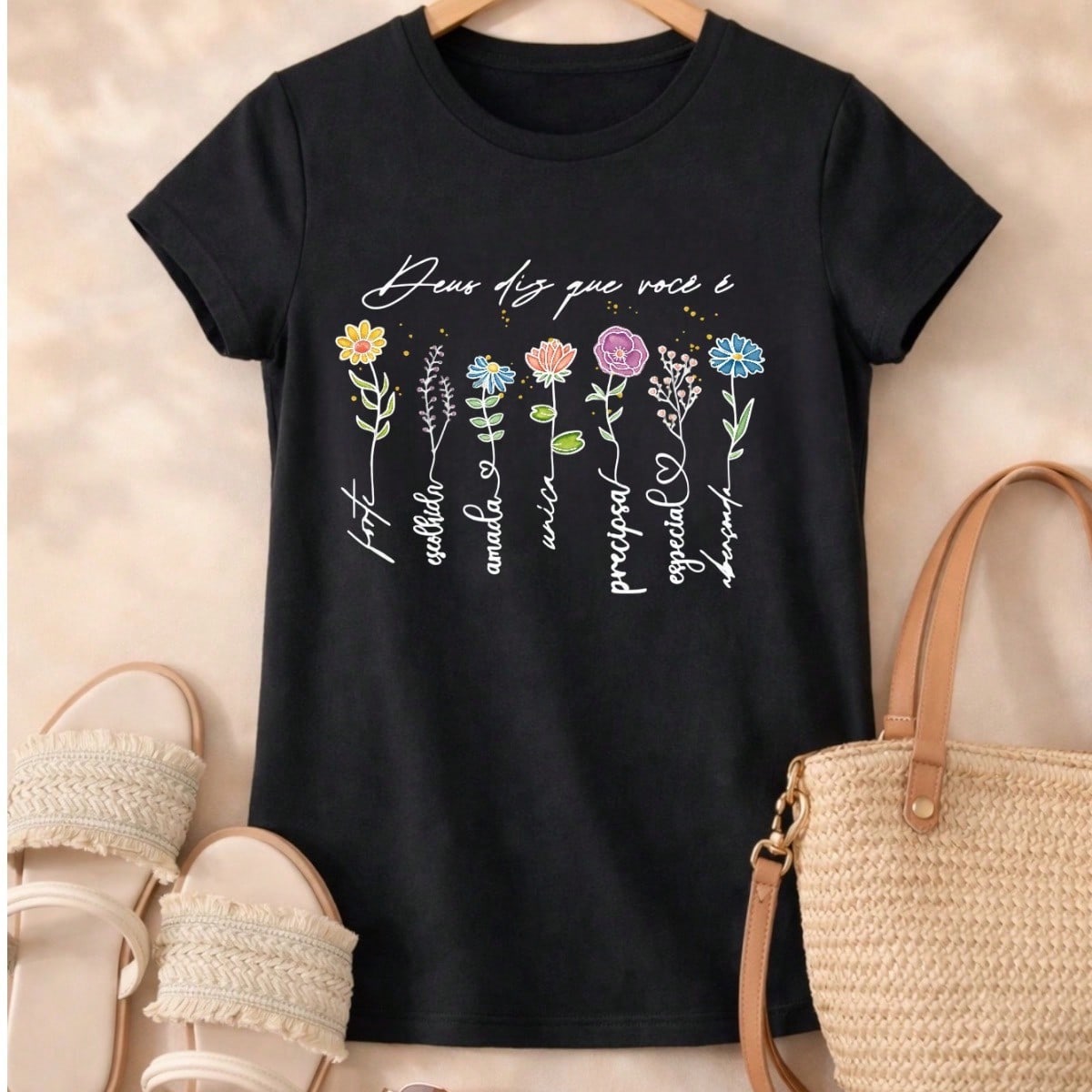 Blusa Feminina Estampada Deus Diz Que Você É 100% Algodão Casual | P ao GG