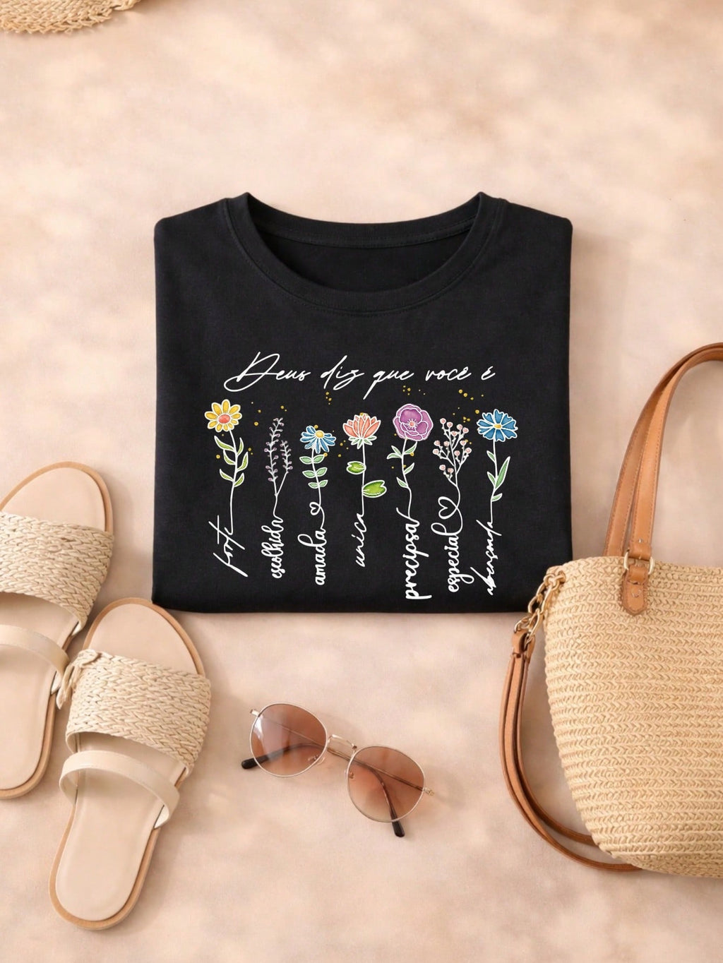 Blusa Feminina Estampada Deus Diz Que Você É 100% Algodão Casual | P ao GG